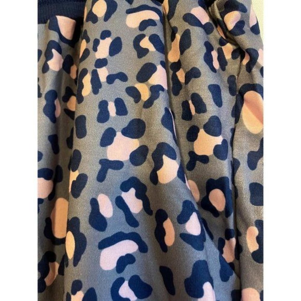 Leopard Print Solid Waistband Plus Size Lounge Pa… - image 4